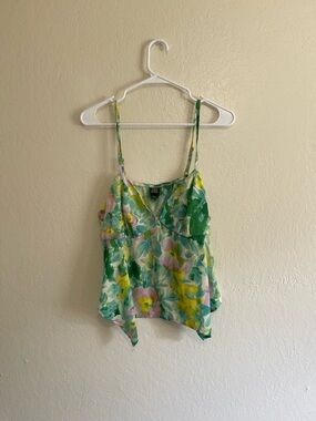 Wild fable Floral V-Neck Spaghetti Strap Tank Top - Green Multi